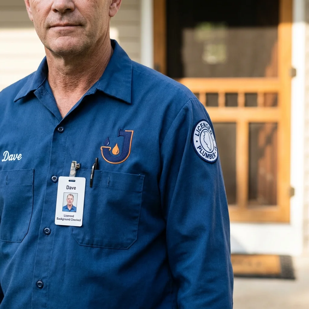 Licensed plumber showing ID badge in Strafford, NH