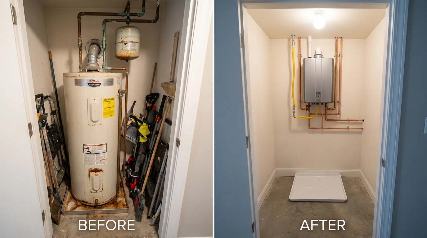 Tank water heater versus wall-mounted tankless unit comparison for Strafford, NH homeowners